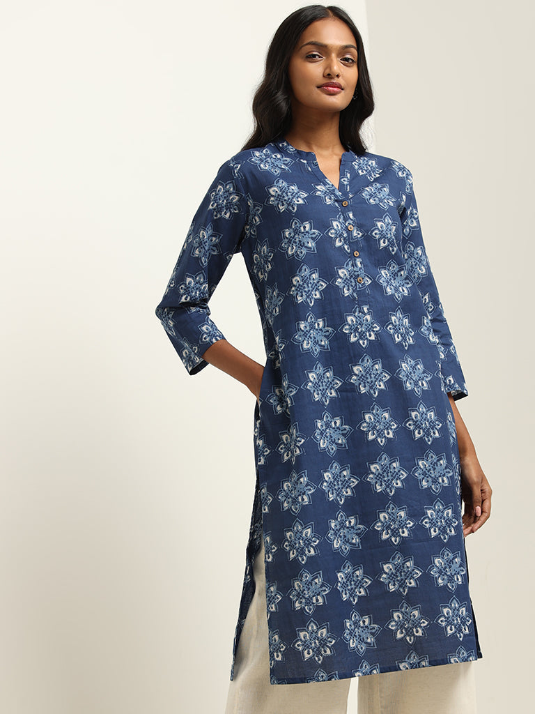 Utsa Indigo Floral Kurta