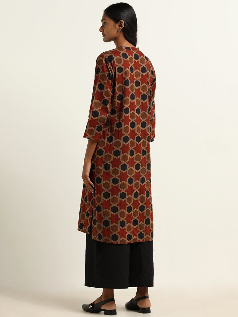 Utsa Brown Printed Kurta