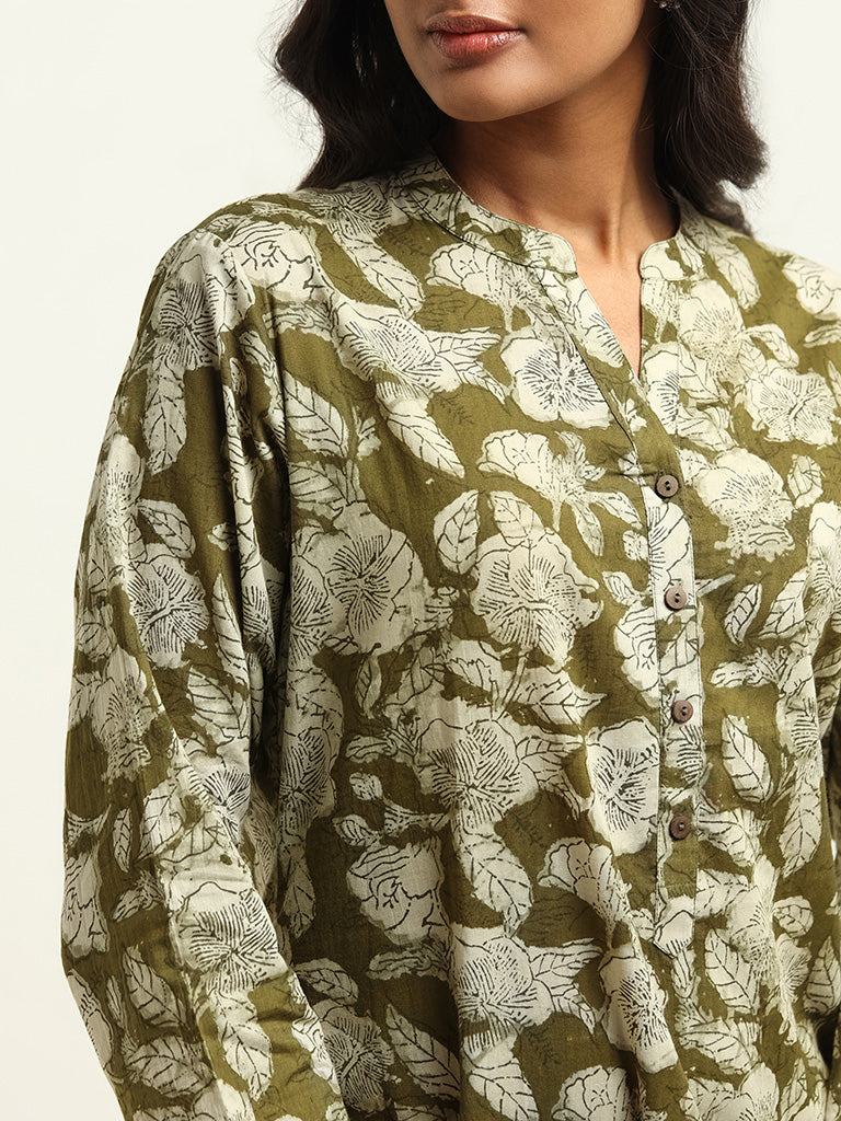 Utsa Olive Printed Kurta