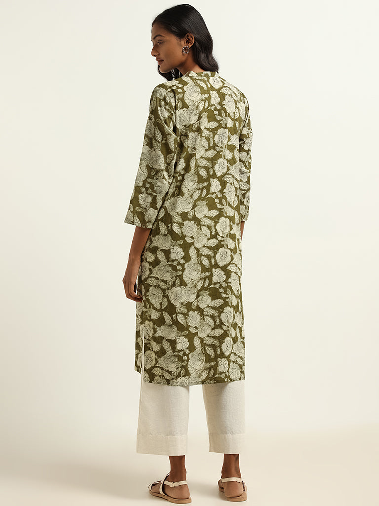 Utsa Olive Printed Kurta