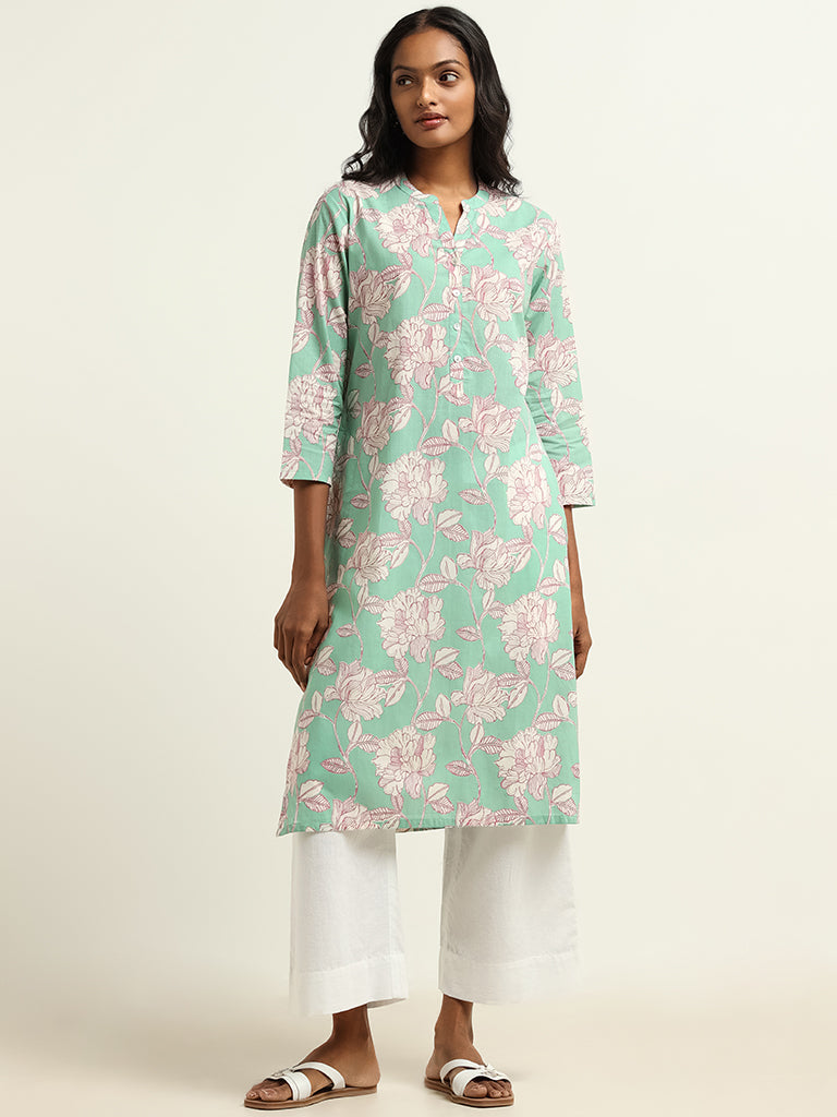 Utsa Teal Printed Kurta