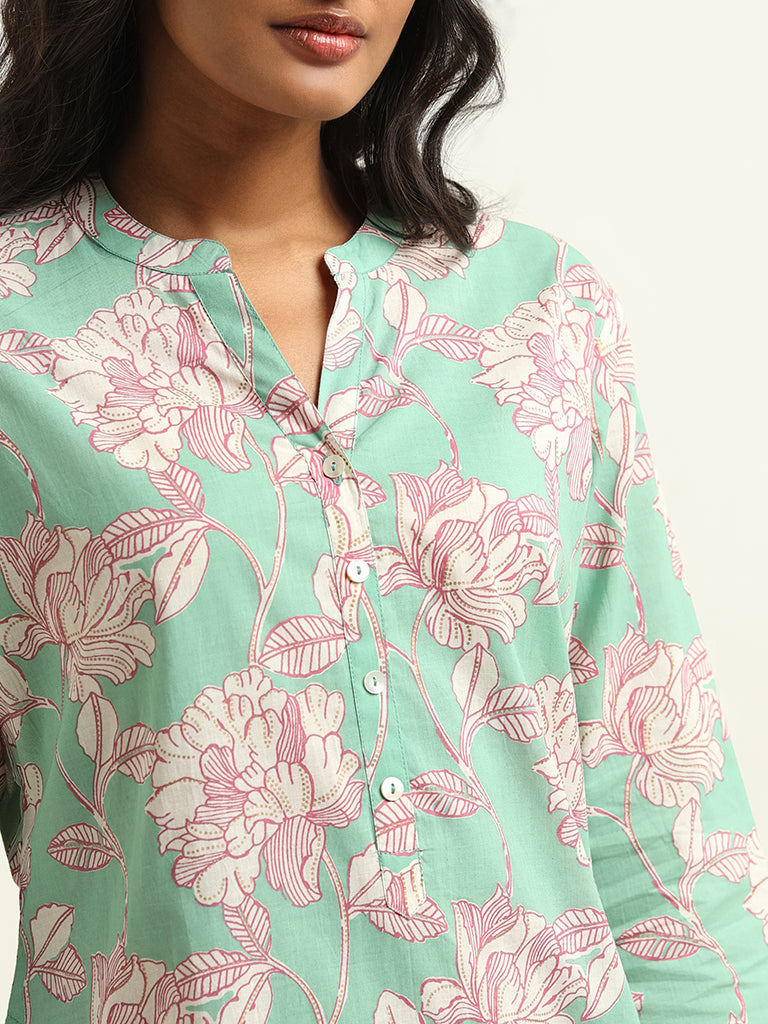 Utsa Teal Printed Kurta