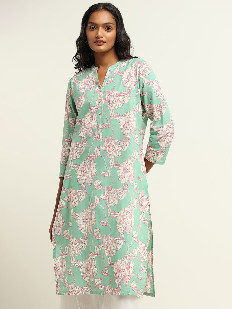 Utsa Teal Printed Kurta