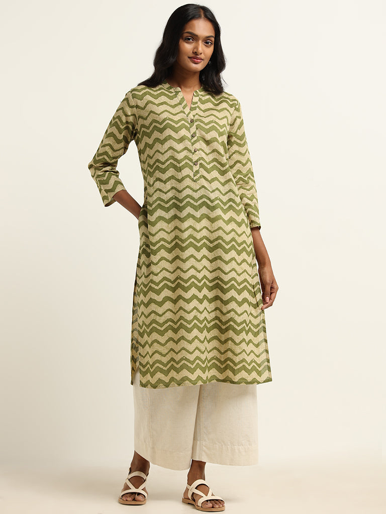 Utsa Green Printed Kurta