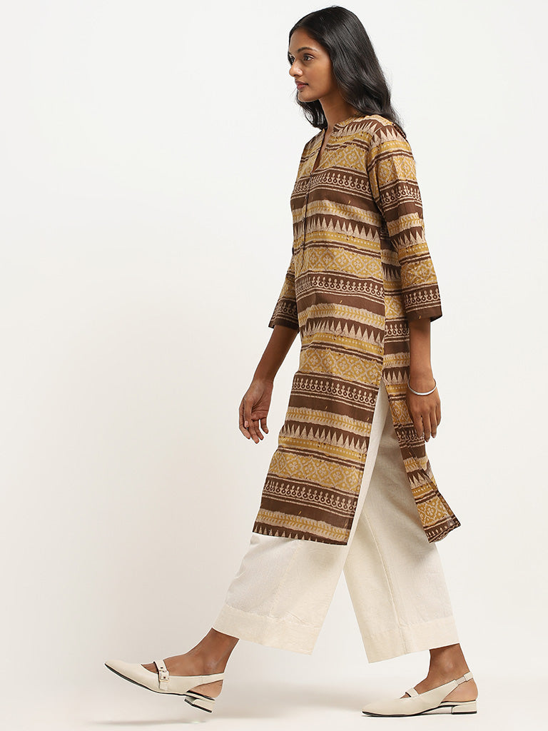 Utsa Brown Printed Kurta