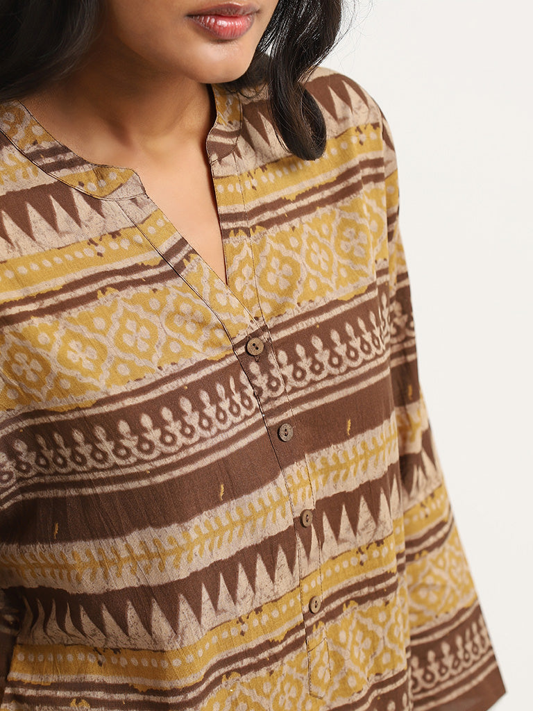 Utsa Brown Printed Kurta