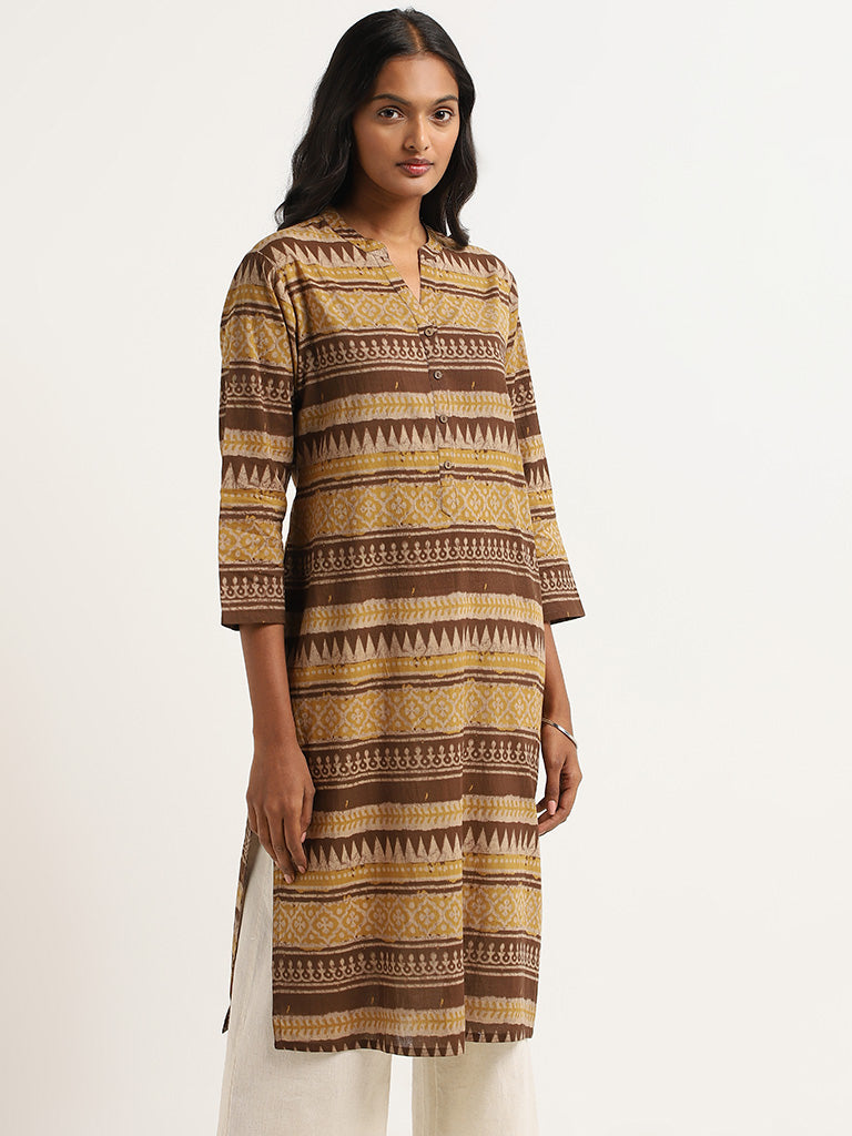 Utsa Brown Printed Kurta