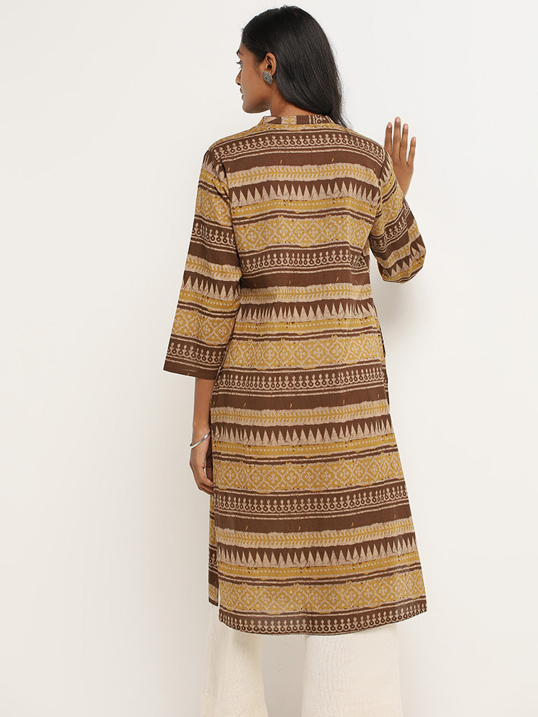 Utsa Brown Printed Kurta