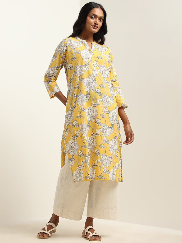 Utsa Yellow Floral Kurta