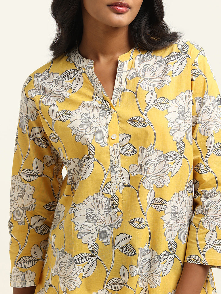 Utsa Yellow Floral Kurta