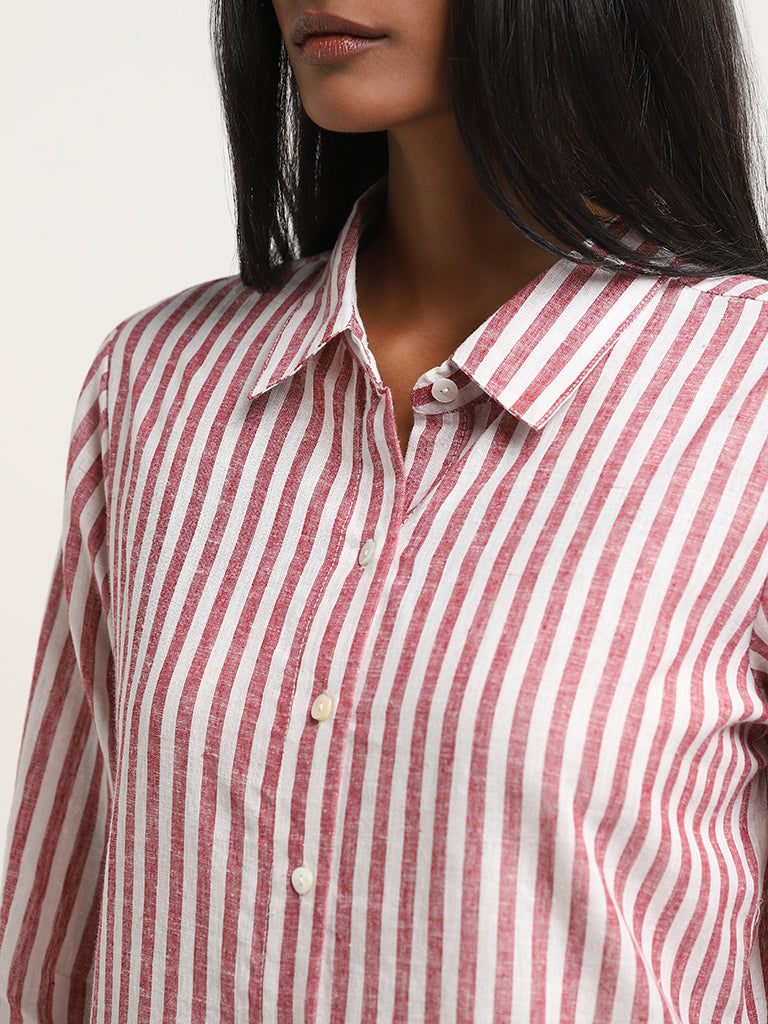 Zuba Red Striped Straight Cotton Tunic