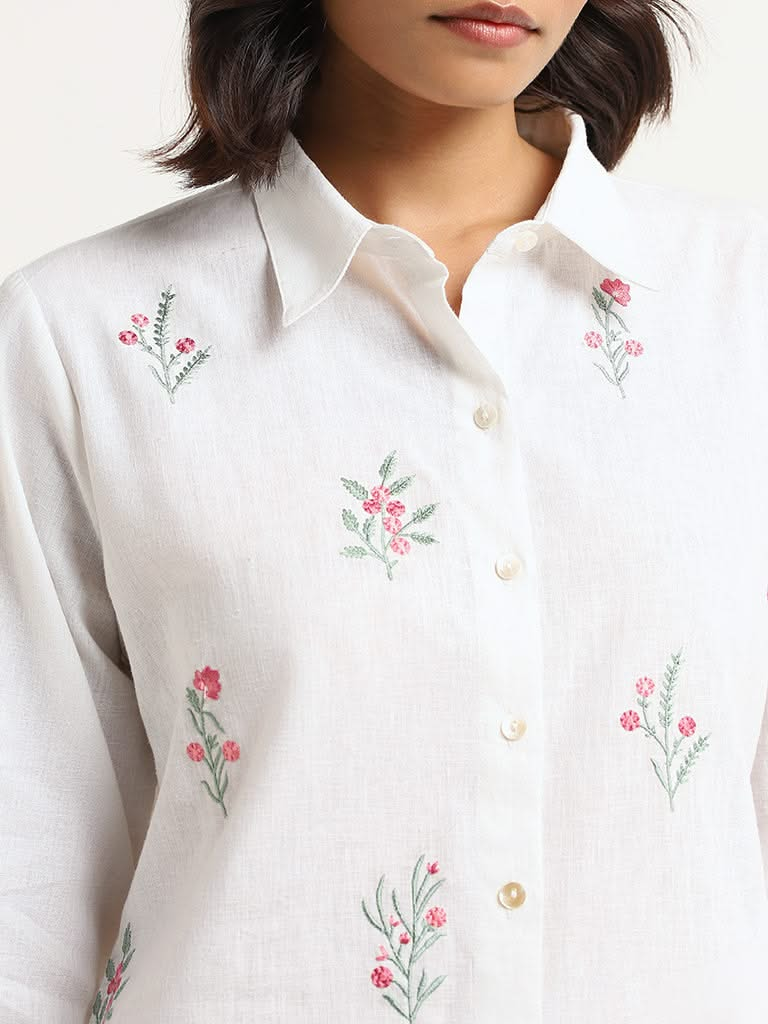 Zuba White Embroidered Cotton Tunic