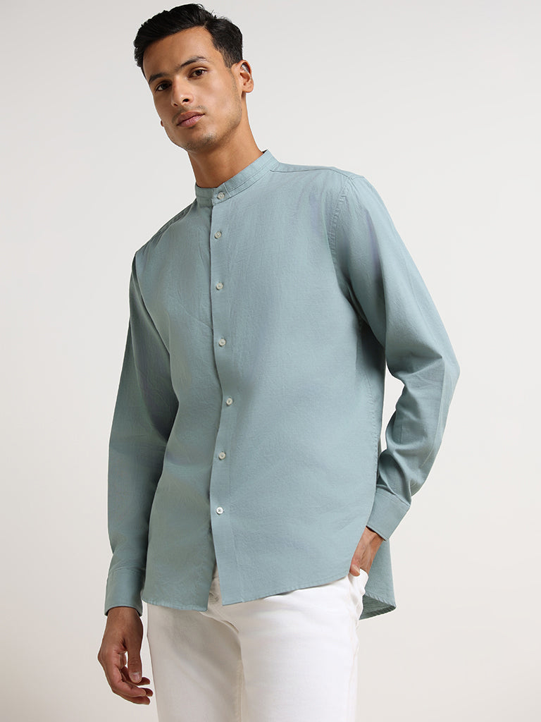 Ascot Light Green Cotton Relaxed-Fit Shirt