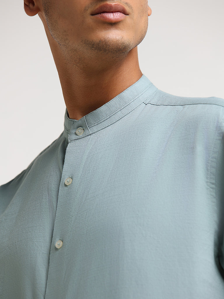 Ascot Light Green Cotton Relaxed-Fit Shirt