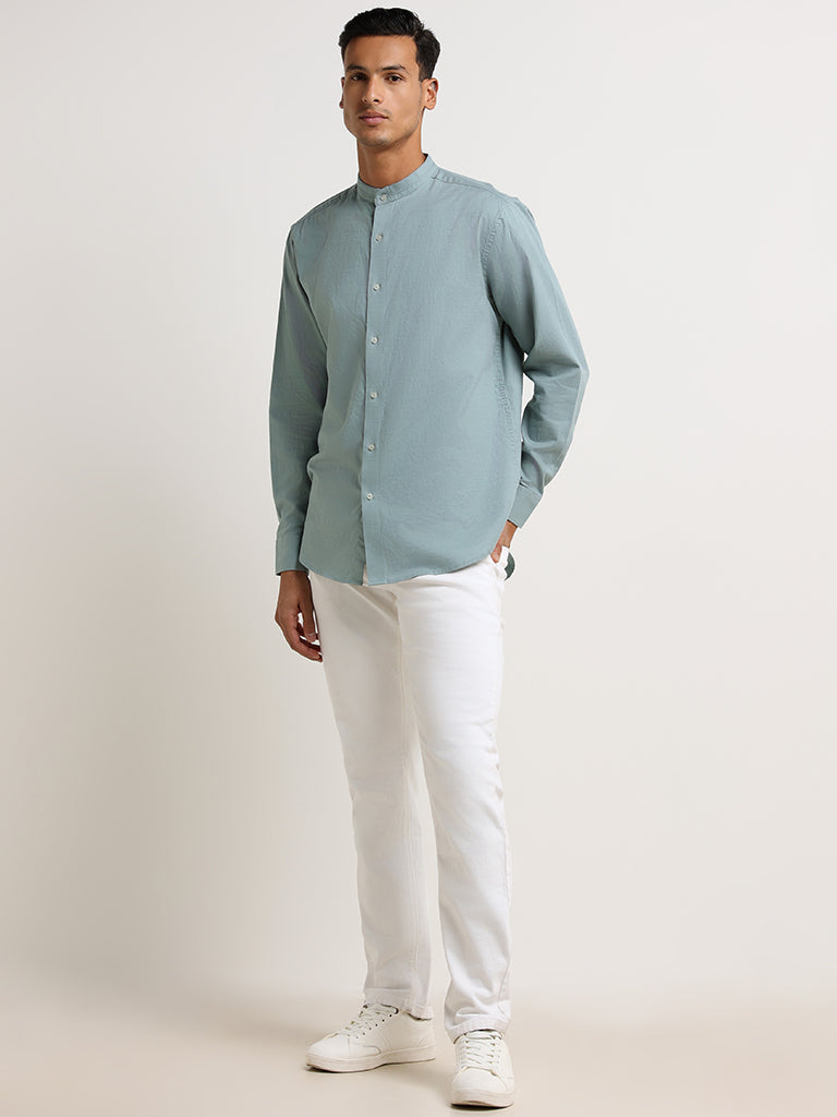 Ascot Light Green Cotton Relaxed-Fit Shirt