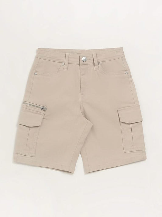 Y&F Kids Light Beige Cargo Shorts