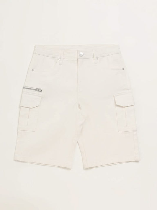 Y&F Kids Off-White Cargo Shorts