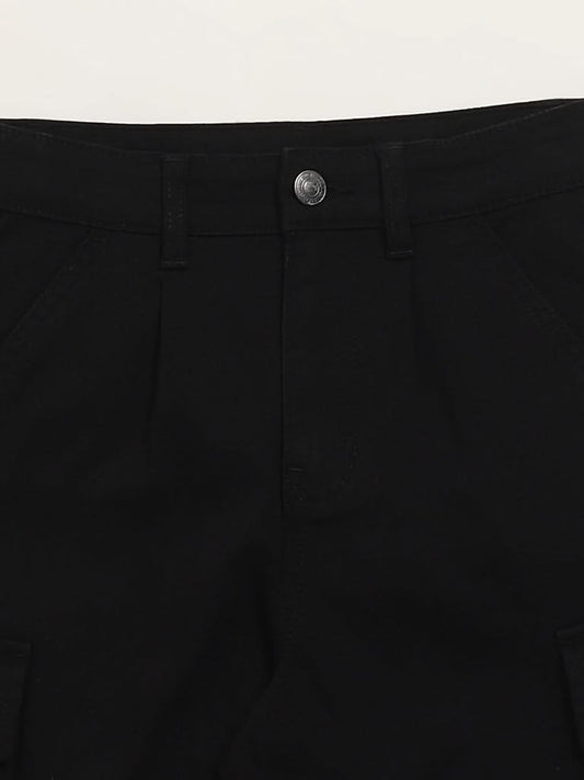 Y&F Kids Black Cargo Trousers