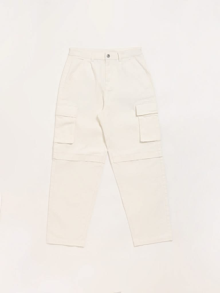 Y&F Kids Off-White Cargo Trousers