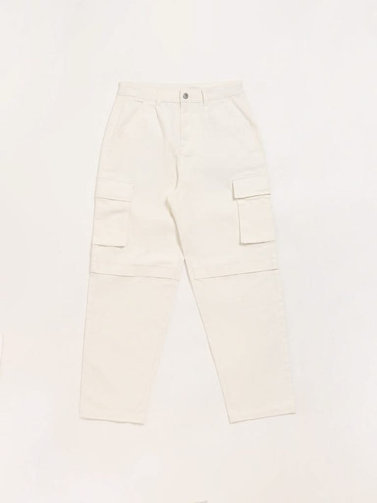 Y&F Kids Off-White Cargo Trousers