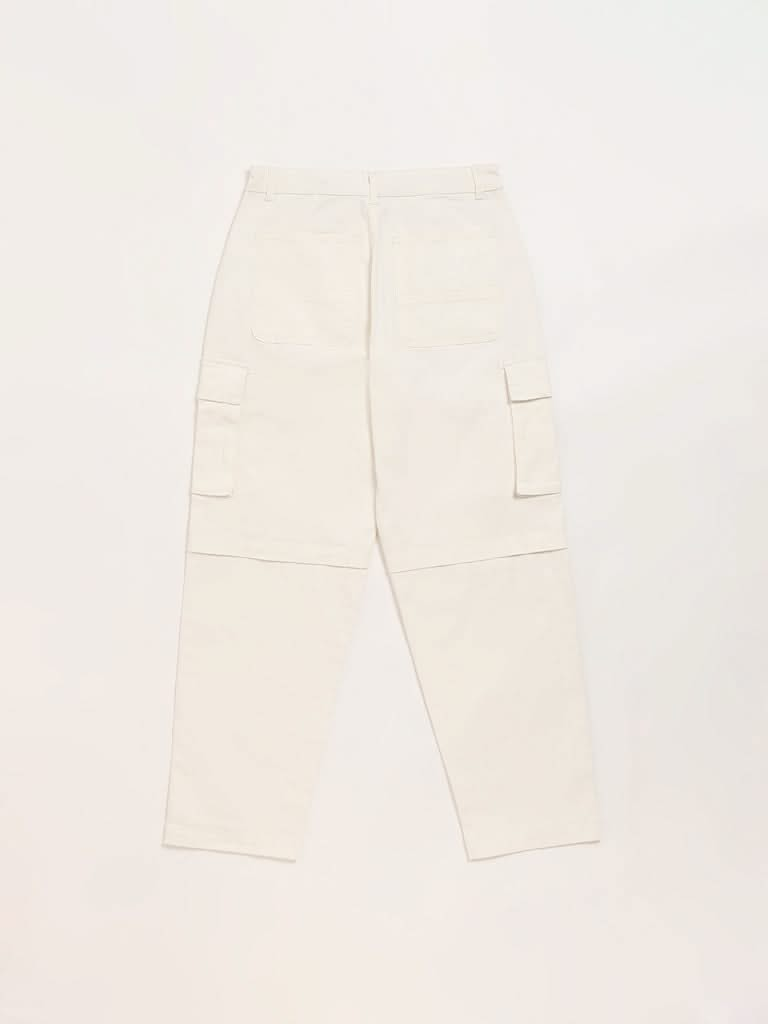 Y&F Kids Off-White Cargo Trousers