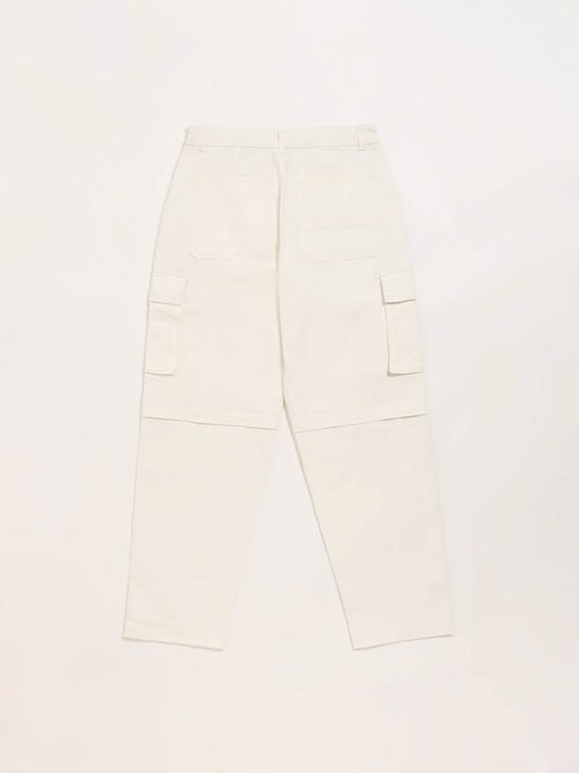 Y&F Kids Off-White Cargo Trousers