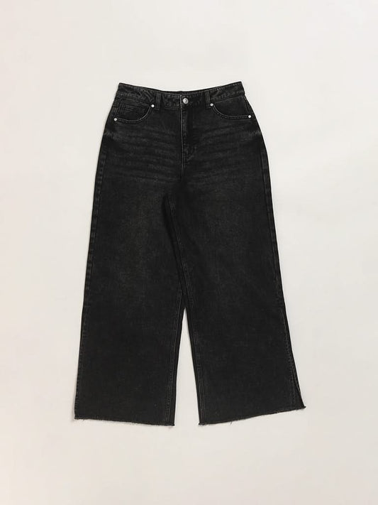 Y&F Kids Black Wide Leg High Rised Jeans