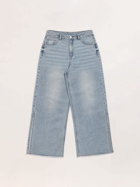 Y&F Kids Blue Relaxed Fit High Rise Jeans