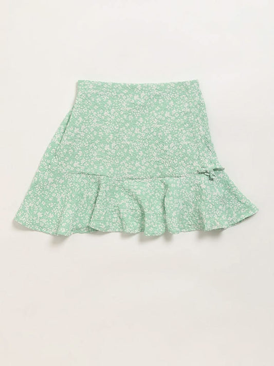 Y&F Kids Green Flared Skirt