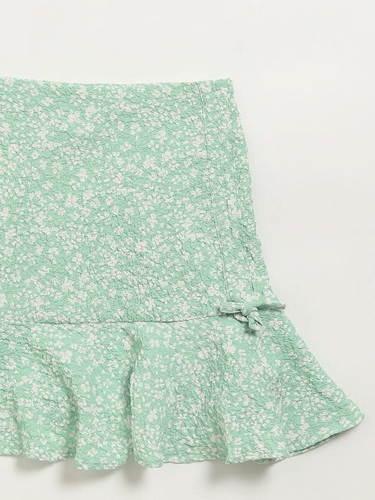 Y&F Kids Green Flared Skirt