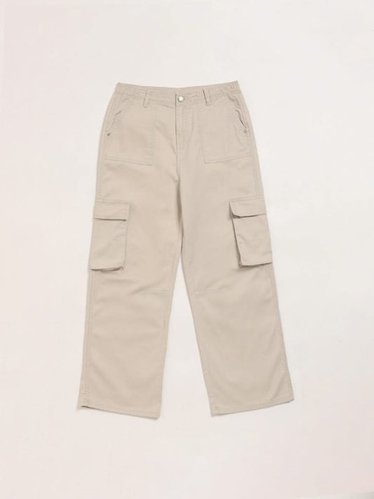 Y&F Kids Beige Cargo Trousers