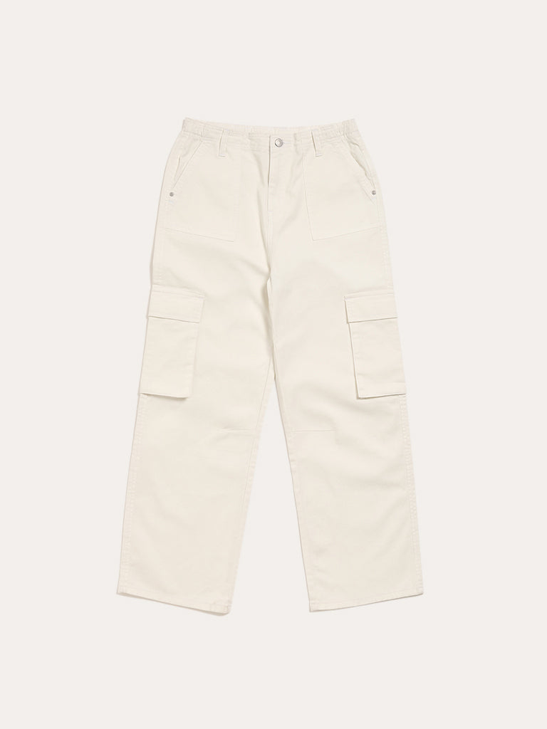 Y&F Kids Off-White Cargo Trousers