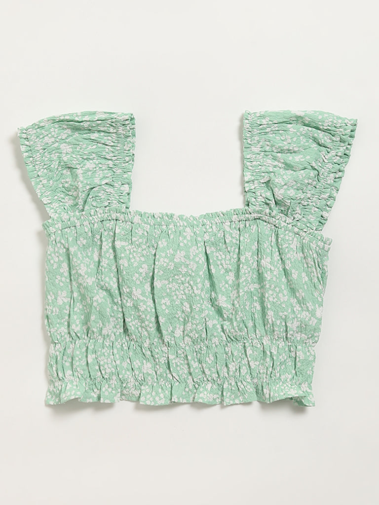 Y&F Kids Green Smocked Top