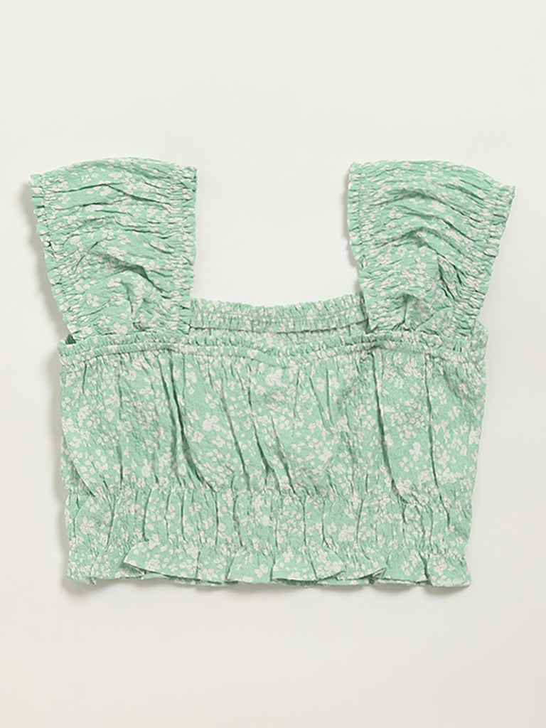 Y&F Kids Green Smocked Top