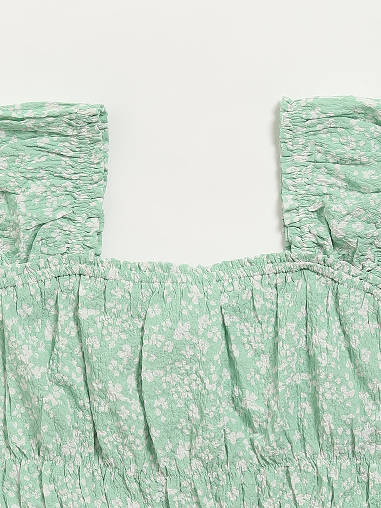 Y&F Kids Green Smocked Top