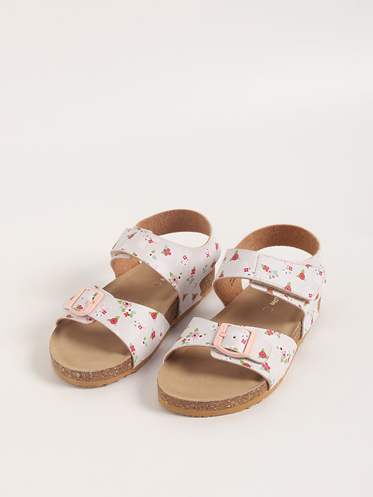 Yellow Pink Heart Print Sandals