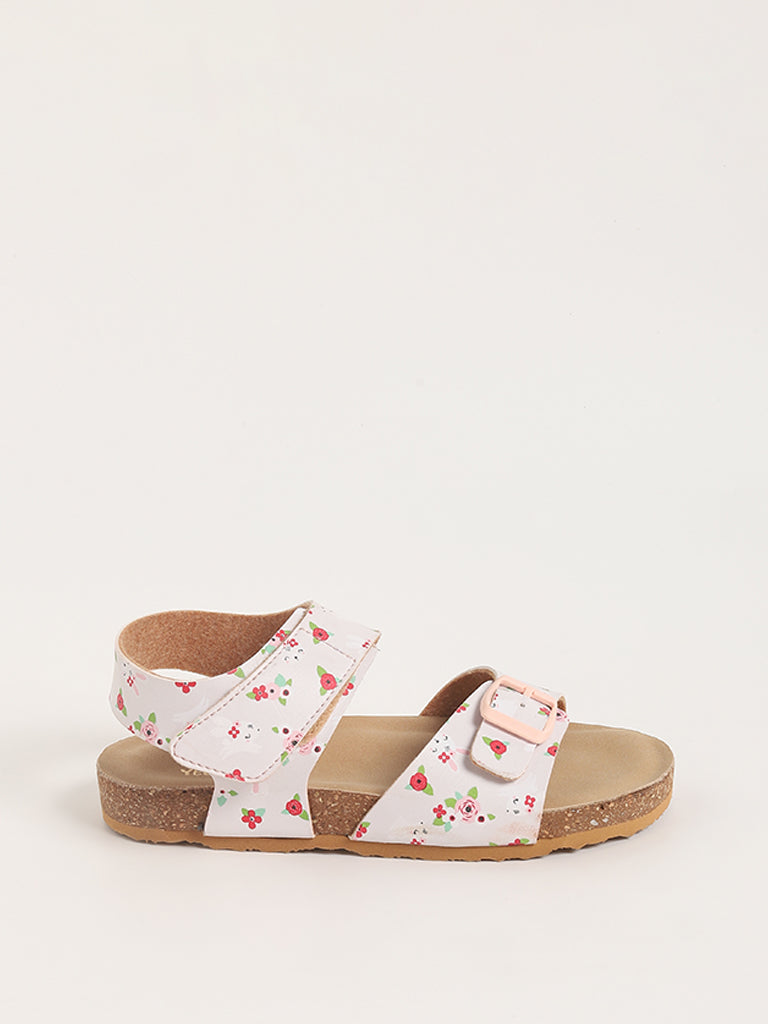 Yellow Pink Heart Print Sandals