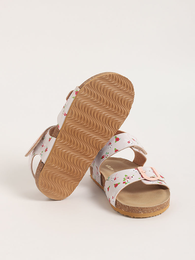 Yellow Pink Heart Print Sandals