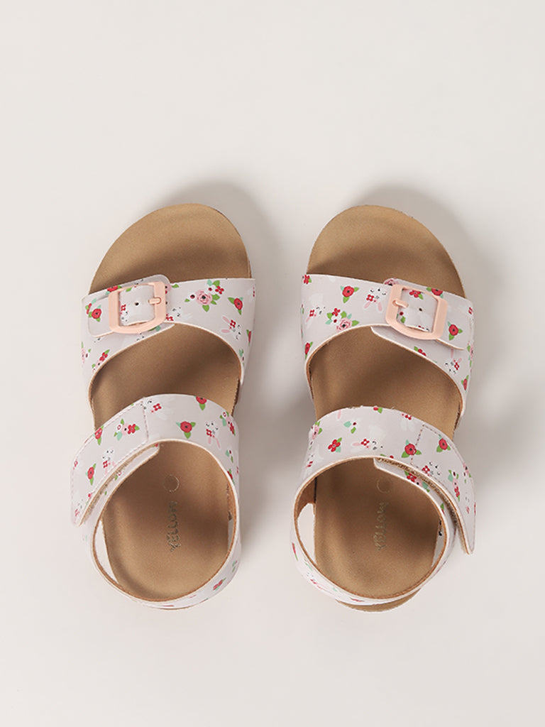 Yellow Pink Heart Print Sandals