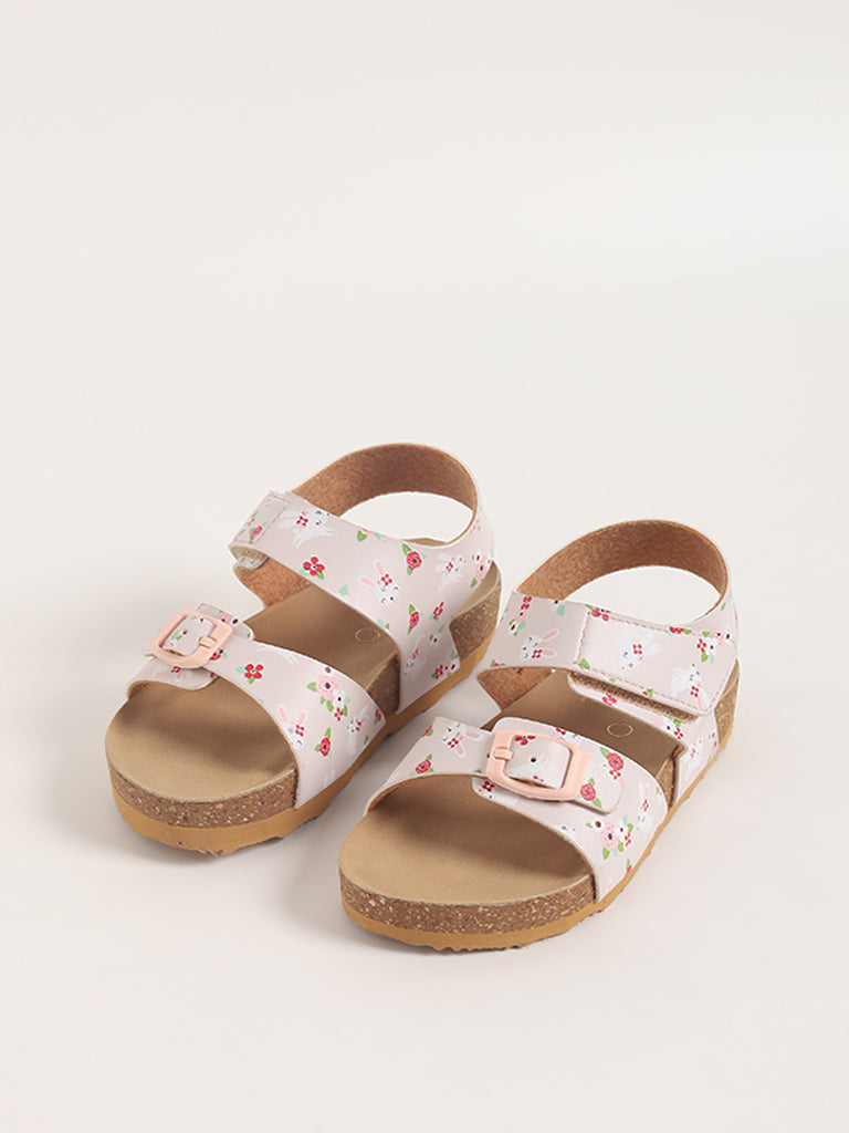 Yellow Pink Heart Print Sandals