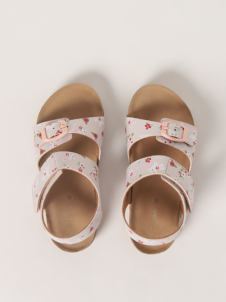 Yellow Pink Heart Print Sandals