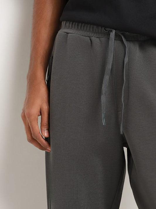 Studiofit Grey Solid Relaxed Fit Track Pants