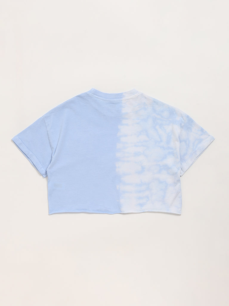 Y&F Kids Blue Tie-Dye Crop T-Shirt