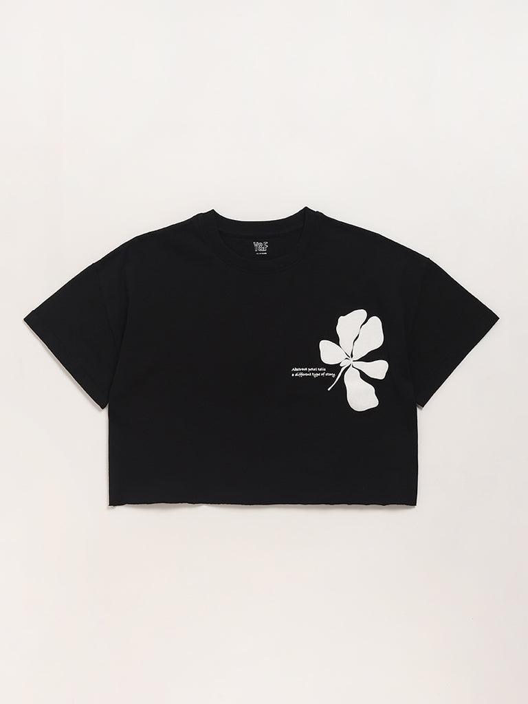 Y&F Kids Black Over-Sized T-Shirt