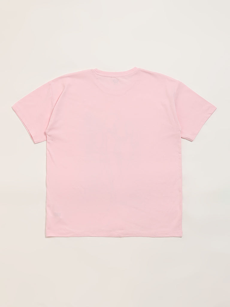 Y&F Kids Pink Printed T-Shirt