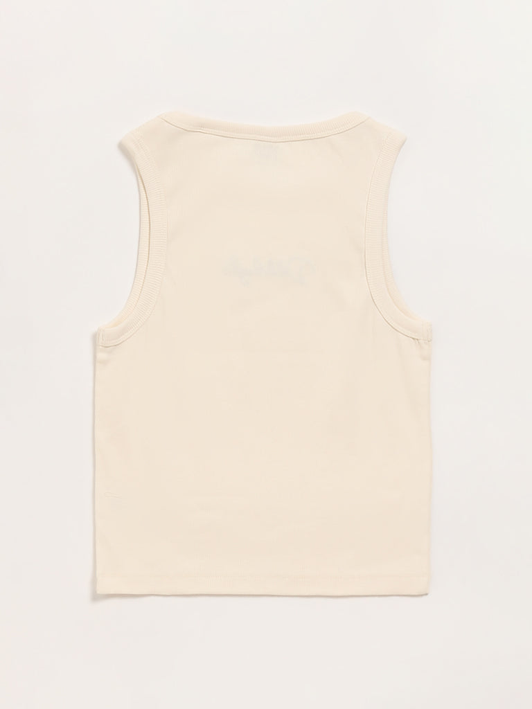 Y&F Kids Cream Embroidered Vest