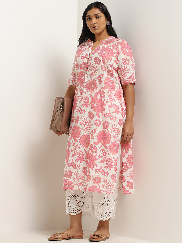 Diza Pink Cotton Straight-Fit Kurta