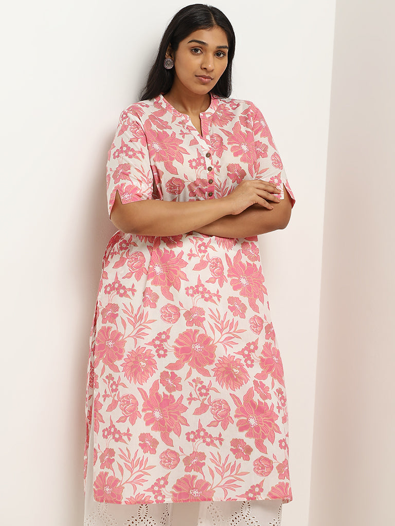 Diza Pink Cotton Straight-Fit Kurta