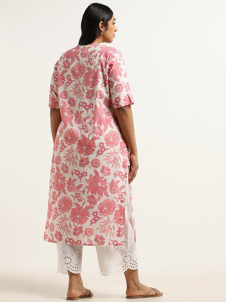 Diza Pink Cotton Straight-Fit Kurta