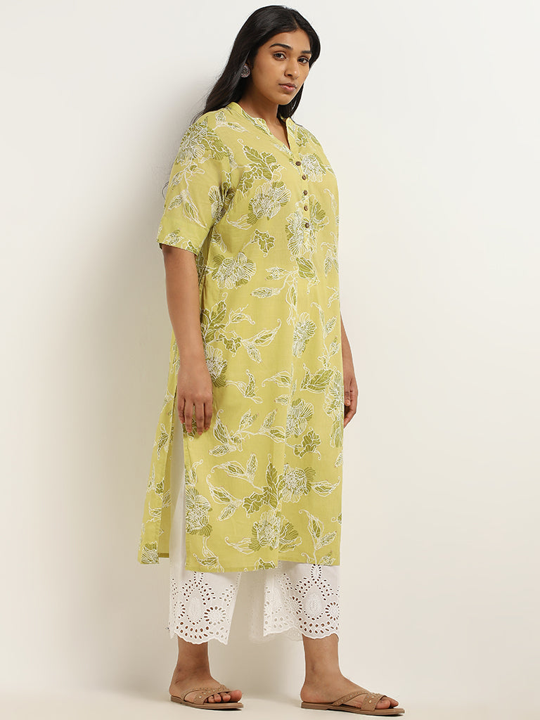 Diza Mustard Cotton Straight-Fit Kurta